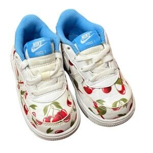 Nike Air Force 1 Low Cherry Picnic Toddler 7C Girls Sneakers White Blue Summer